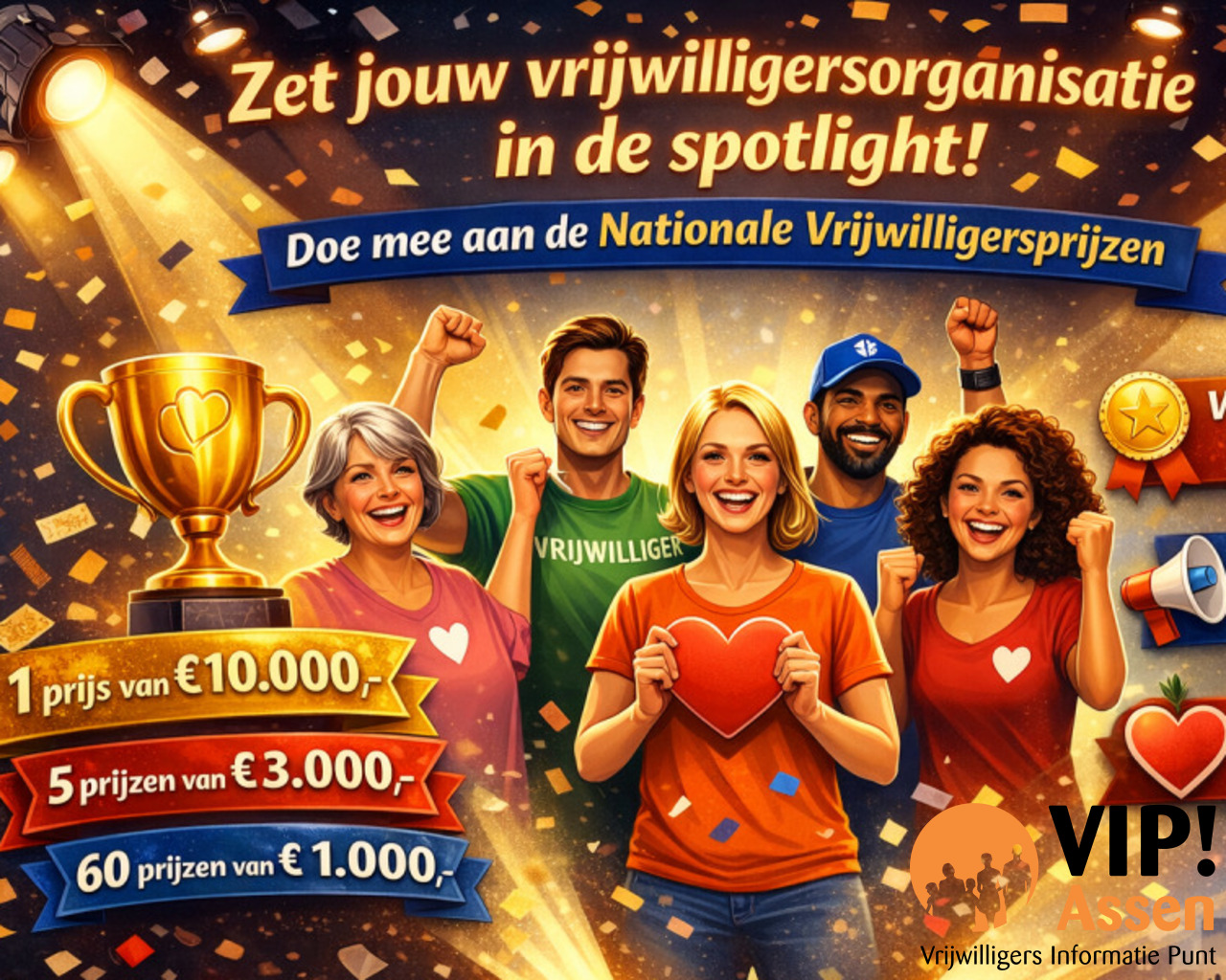 Zet jouw vrijwilligersorganisatie in de spotlights: doe mee aan de Nationale Vrijwilligersprijzen!